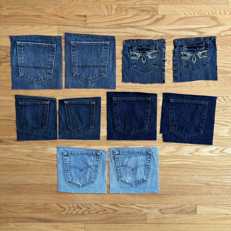 Denim Back Pocket Set, 5 Pairs of Back Pockets From Denim Jeans, 10 ...