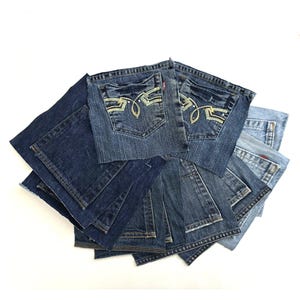 Denim Back Pocket Set, 5 Pairs of Back Pockets from Denim Jeans, 10 Repurposed Denim Pockets, Utensil Holder for Wedding Decor