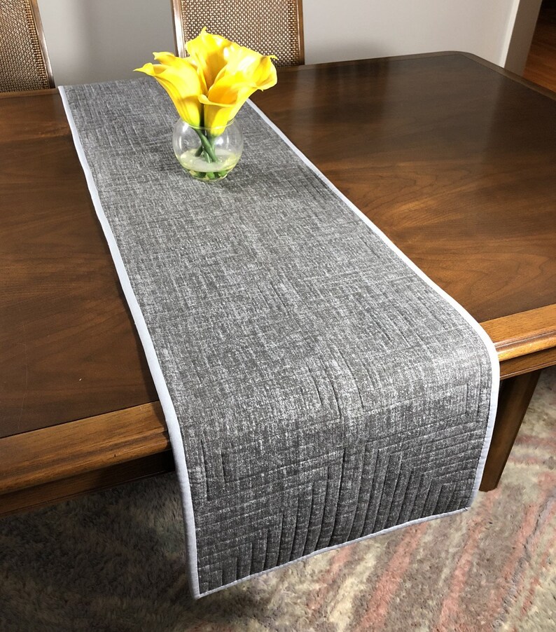 Modern Table Runner Black White and Grey Wallhanging Quilted Etsy