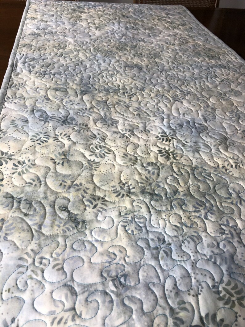 Gray /& Teal Batik Table or Bed Runner Handmade Reversible Table Quilt Quilted Batik Tablerunner Moroccan Motif Tablerunner Dining Decor