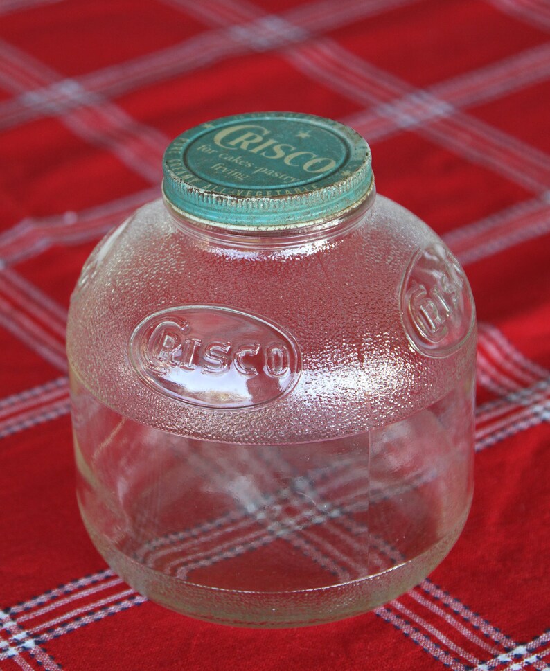 Vintage Crisco Jar with Lid // HazelAtlas Glass Co // Etsy