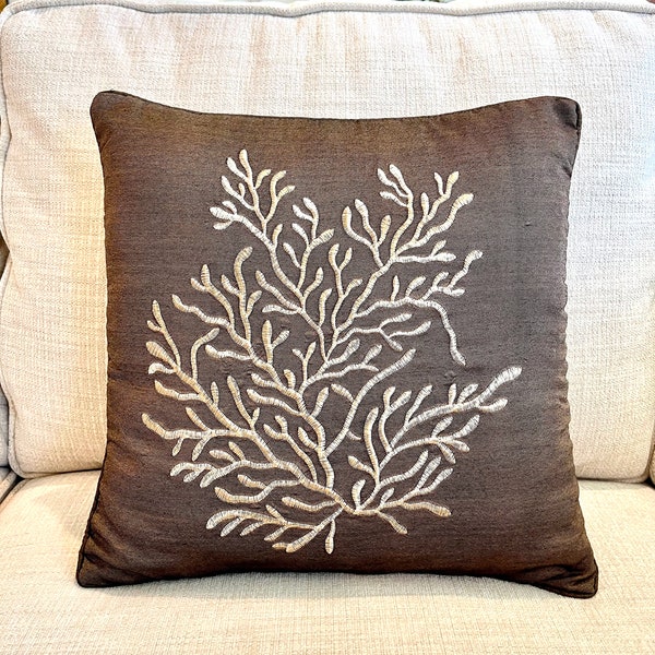 Bali pillow cover:  Light brown coral