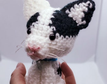 READY TO SHIP Black and White Cat Amigurumi