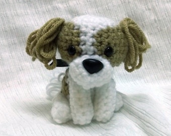 MADE TO ORDER Tan and White Shih Tzu Amigurumi