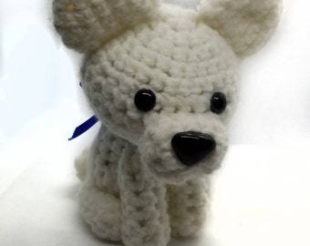 READY TO SHIP White Dog Amigurumi