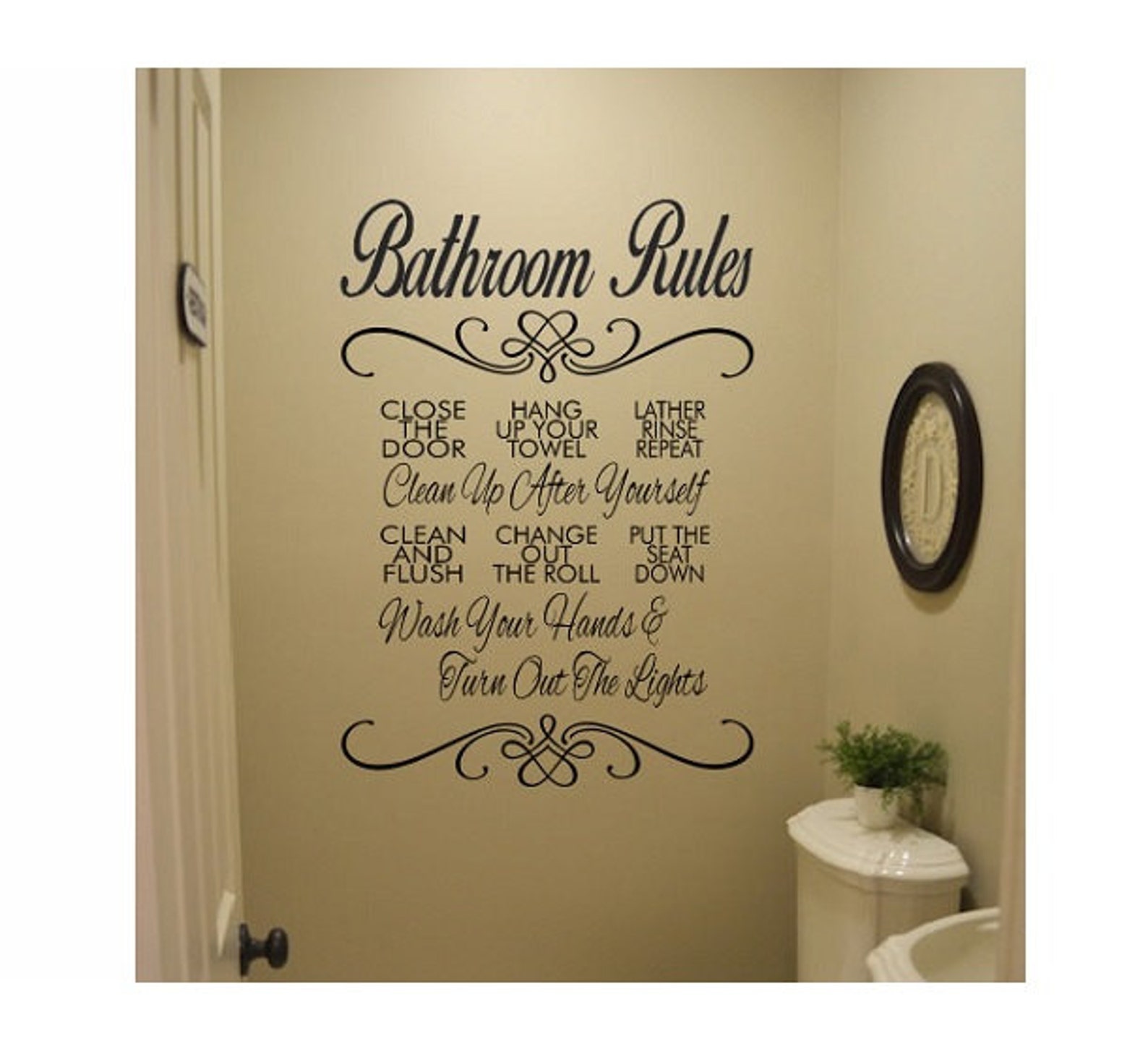 Bathroom Wall Quote Sign Vinyl Decal Sticker Bathroom Rules Etsy