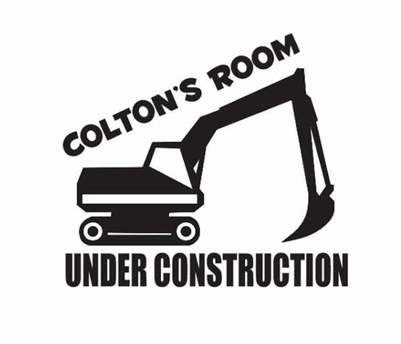 Personalized Under Contruction Vinyl Wall Decal Sticker Large Farm kids bedroom big fun room dump truck kid boy car train skidloader name