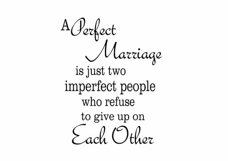marriage Wall Quote Sign Vinyl Decal Sticker Perfect marriage husband and wife love newleyweds bedroom decal family verse living home