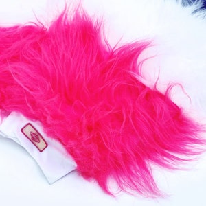 Hot Pink / White / Blue Stripe Fluffy Leg Warmers, Fluffies, Faux Fur image 3