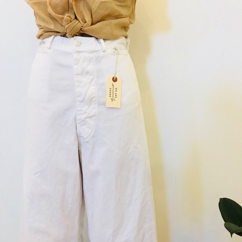 Vintage White Cotton Sailor Highwaist Pants
