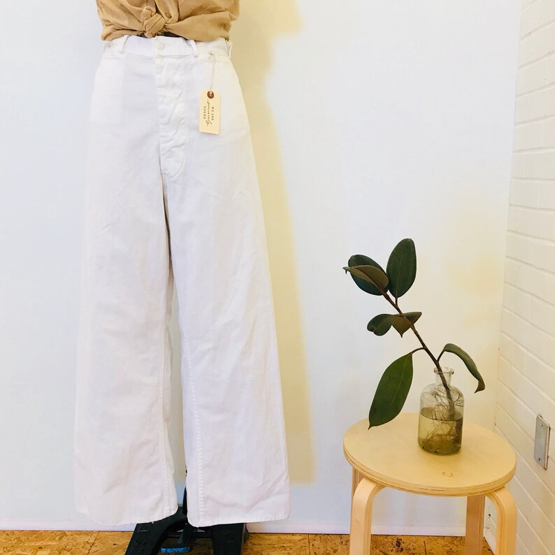 Vintage White Cotton Sailor Highwaist Pants