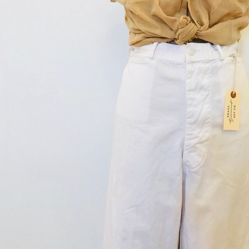 Vintage White Cotton Sailor Highwaist Pants