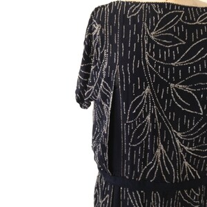 Vintage Navy Blue Deco Beaded Flapper Dress
