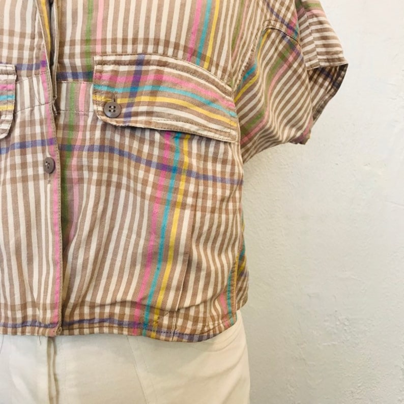 Vintage Plaid Cotton Crop Blouse