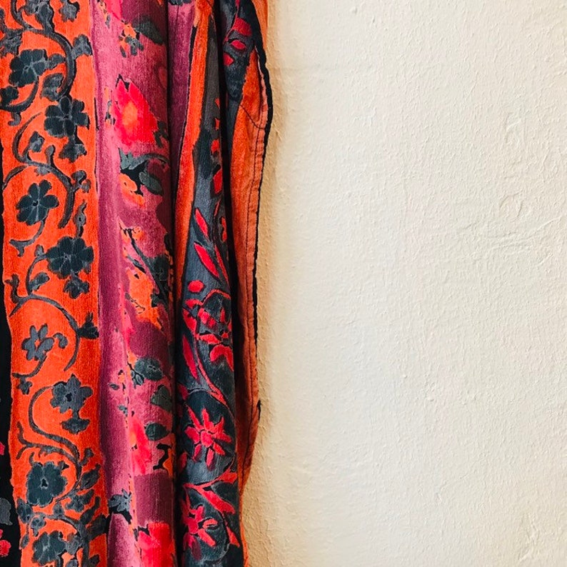 Vintage Floral Striped Rayon Batwing Kaftan