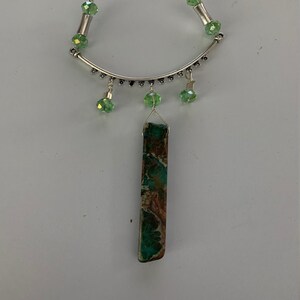 Beautiful Green Turquoise and Light Green Crystals Necklace