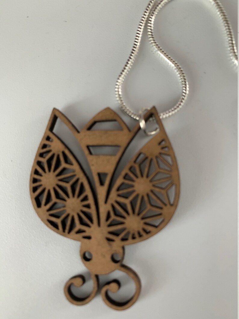 Ladybug Wood and Sterling Silver Necklace Good Luck and Adoption