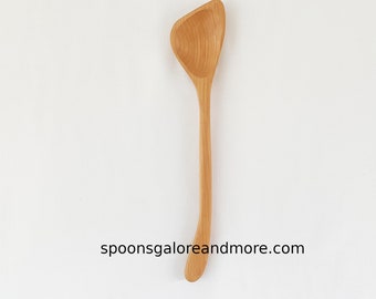 Handmade Cherry Wood Long Flat Bottom Serving Spoon #5