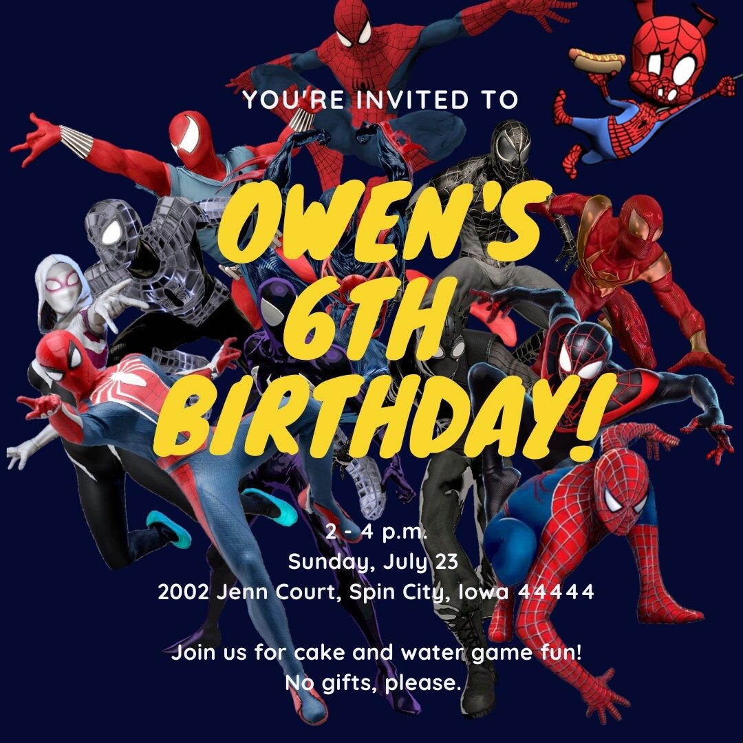 Spiderman Invitation, Spiderman Birthday Invitation, Spiderman Boy