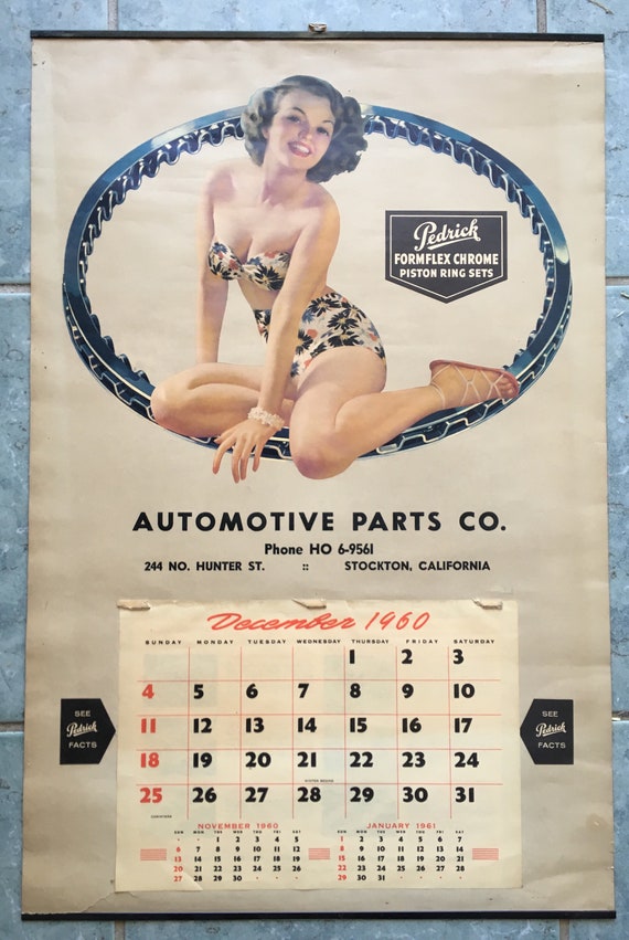 Vintage Pin up Calendar Automotive Pedrick Formflex Foam Piston