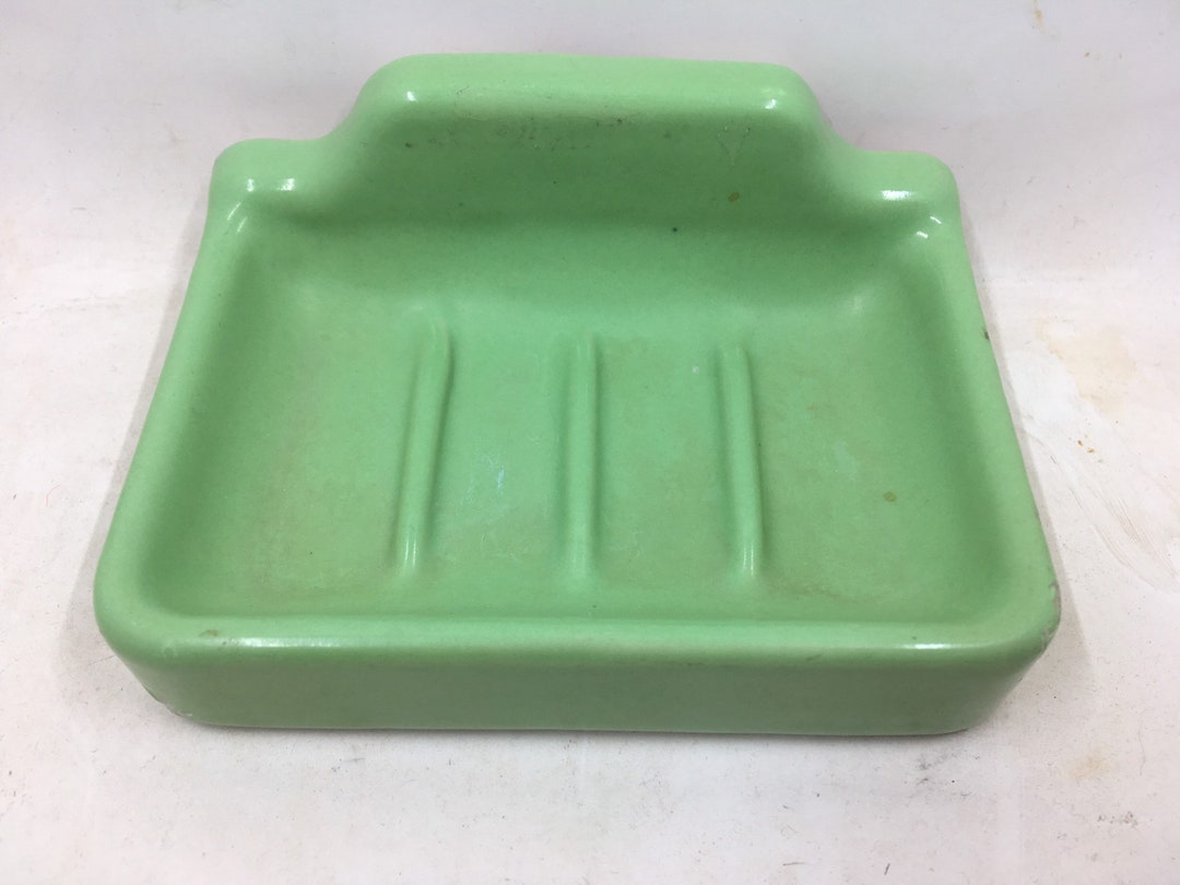 Vintage Green Porcelain Bathroom Soap Dish 4 3/8 X 3 1/4 Etsy