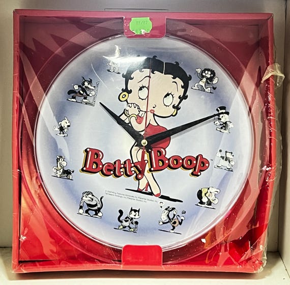 Vintage Betty Boop Wall Clock Red Dress With Cartoon Characters - Etsy