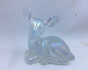 Fenton deer fawn glass opalescent iridescent