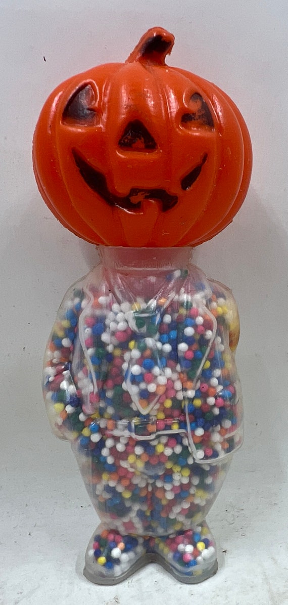 Vintage Halloween Candy Container Pumpkin Jack O Lantern Etsy