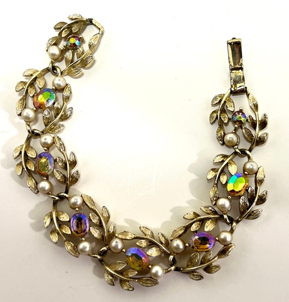 Antique Lisner Bracelet Aurora Borealis Crystals - image 4