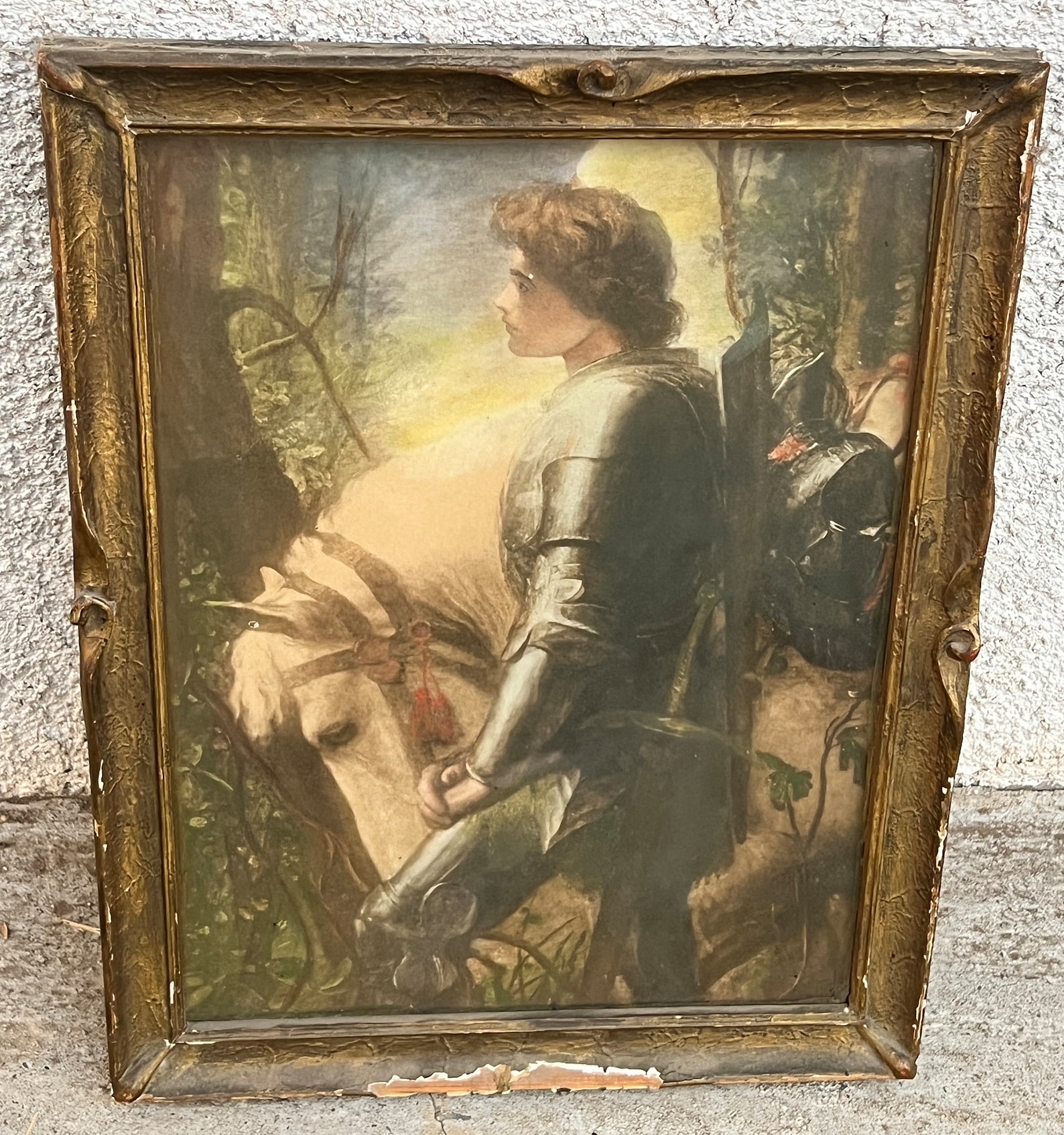 Antique Sir Galahad Print Frederick Watts Knight in Armor White Horse 9x12 Etsy