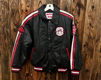 Vintage 1990s Betty Boop Leather Varsity Jacket / American Toons