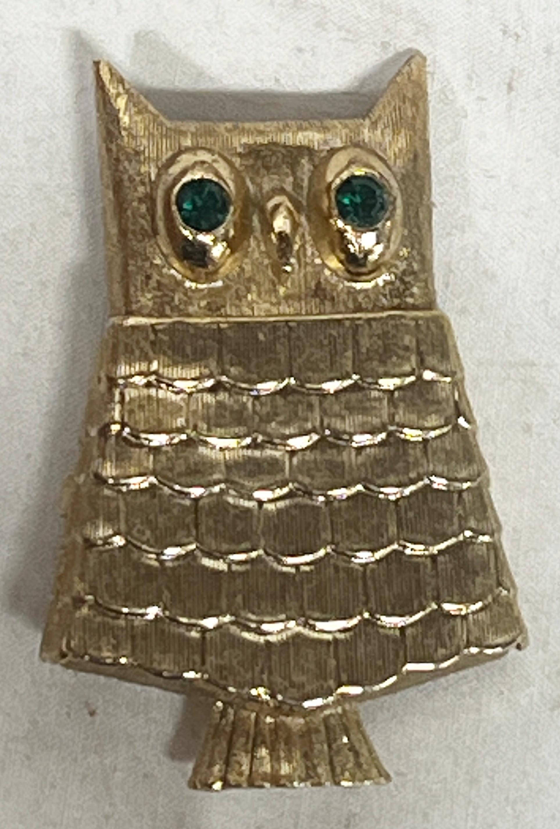Vintage Avon Owl Solid Perfume Brooch