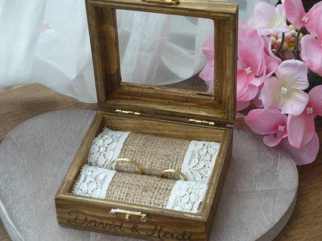 Rustic Wedding Ring Box Holder. Ring Bearer Box Personalized Etsy