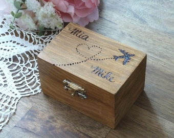 Rustic Wedding Ring Box, a Perfect Choice for your Destination Wedding. Personalized Travel Wedding Ring Box.