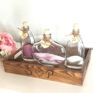 Set di Cerimonia della Sabbia Rustico Personalizzato. Unità di Matrimonio, Stilo Campagna, Shabby Chic. Regalo di nozze.
