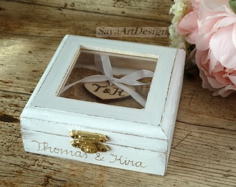 Wedding Ring Box, Ring Pillow Holder. Wooden Ring Bearer Box. Rustic Pillow Alternative, Custom Engraved.