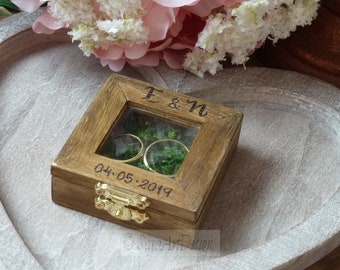 Engagement Ring Box. Rustic Wedding Proposal Ring Box, Glass Window. Personalized Wedding Ring Pillow Box. Wooden Ring Bearer Box Engraved