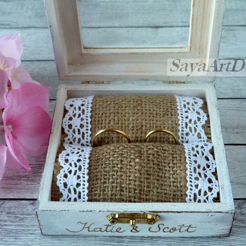 Personalized Wedding Ring Box Wedding Ring Pillow Ring Bearer Etsy