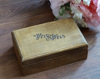 Customized Wedding Ring Box. Personalized Wooden Ring Bearer Box. Engraved Country Rustic Ring Pillow Alternative.