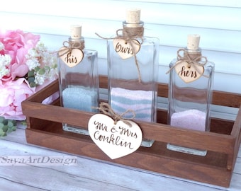 Wedding Sand Ceremony, Rectangle Bottles Set. Personalized Family Unity Set. Wedding gift. Unity Ceremony for Large Families.