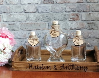 Wedding Sand Ceremony Family Unity Set. Heart Shaped Sand Bottles, Rustic Wedding gift. Unity Ceremony for large Families.