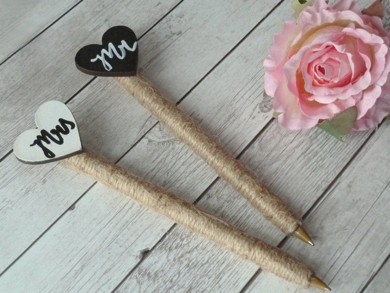 Wedding Rustic Guest Book Pen. Mr Mrs Burlap Decorated Pen Etsy