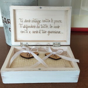 Scatola Portaanello In Legno Di Faggio Naturale - Custodia Per Gioielli, Proposta O Matrimonio - 5,2x4 Cm