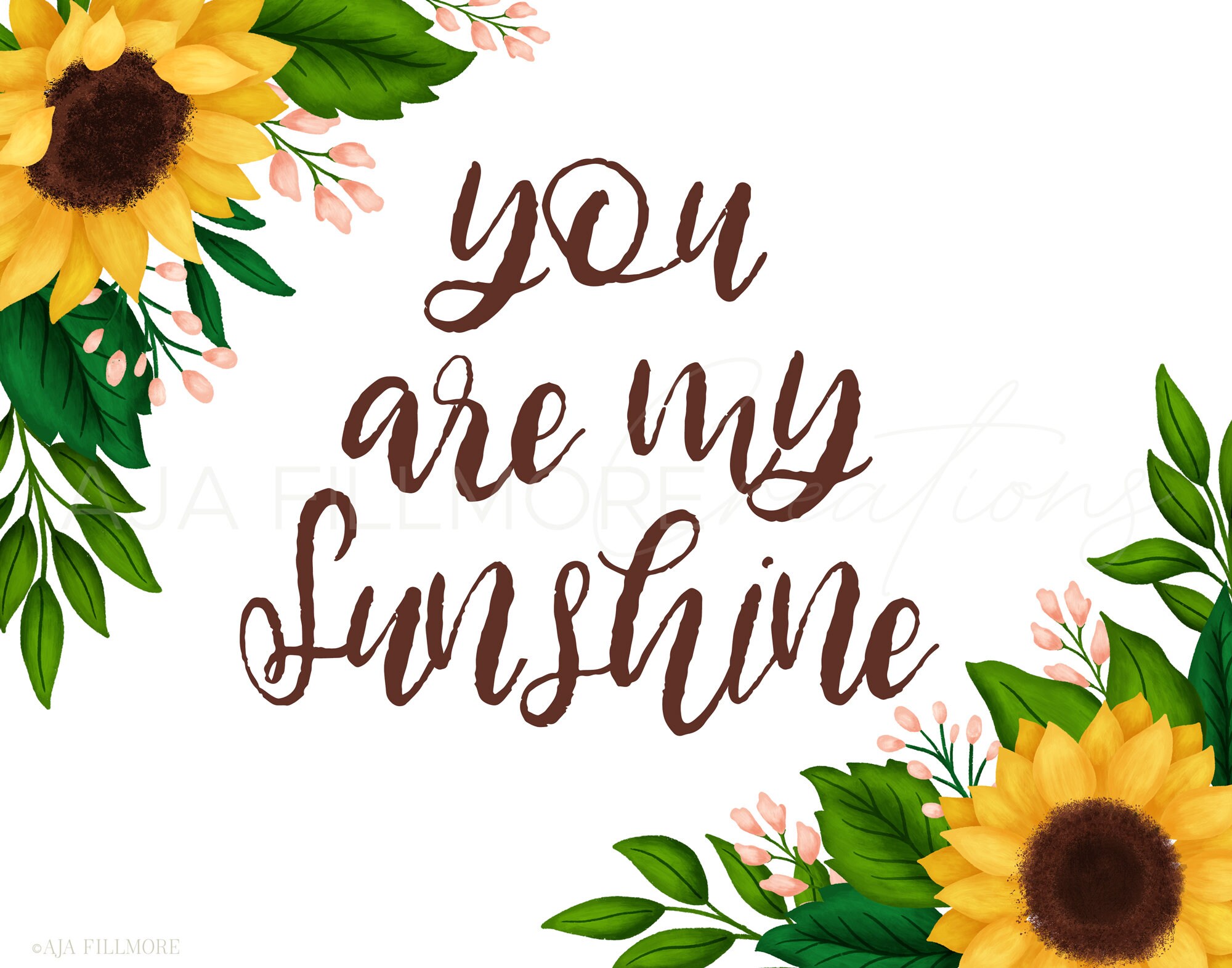 Sunflower Digital Print, You are my Sunshine Poster, Sunflower Wall