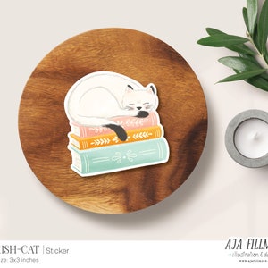 Cat Sticker | Book Sticker, book Stickers, Laptop Sticker, Waterproof Sticker, vinyl book sticker, vinyl sticker, book decal, cat stickers