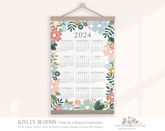 2024 Year at a glance calendar | year at a glance calendar makes a great gift for the home, yearly calendar, wall calendar, 2024 calendar