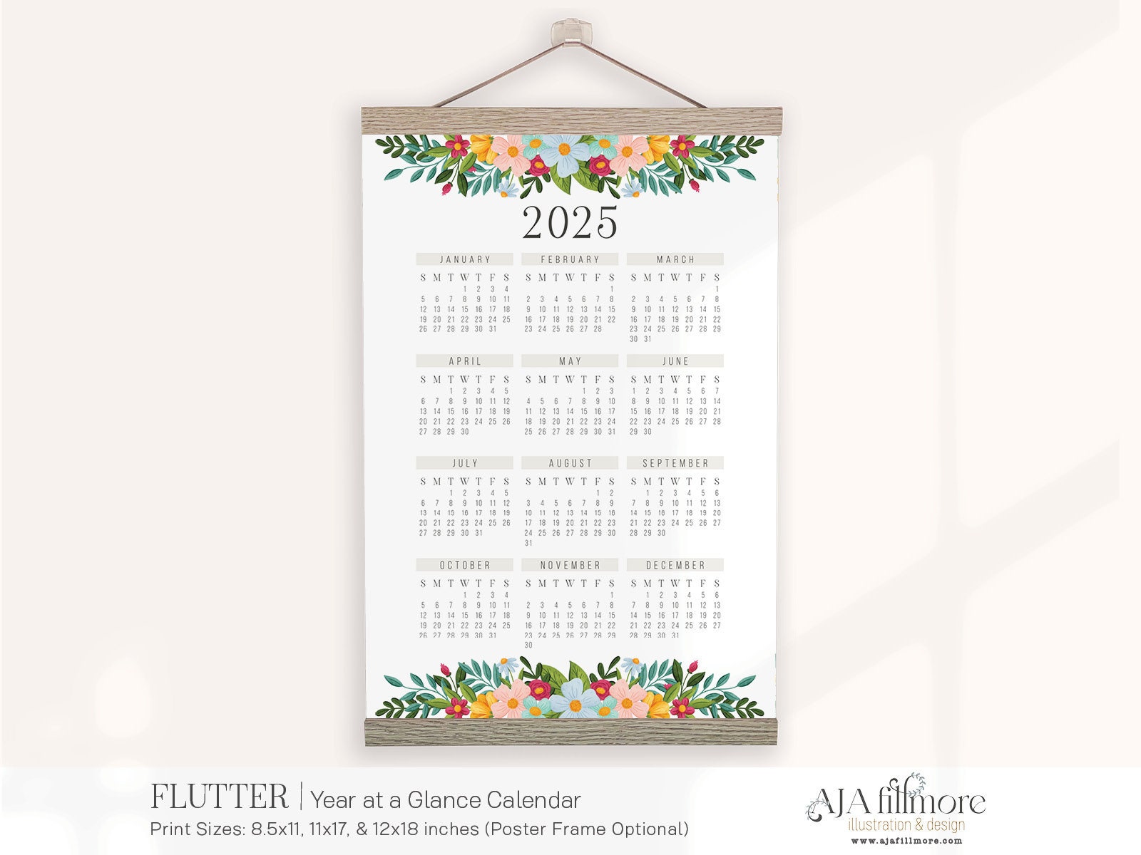 2025-year-at-a-glance-calendar-year-at-a-glance-calendar-makes-a-great-gift-for-the-home-yearly-calendar-wall-calendar-2025-calendar-etsy