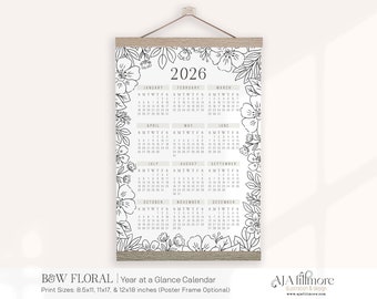2026 Year at a Glance Calendar, 2026 Wall Calendar, 2025 Digital Wall ...