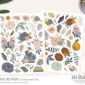 Sticker Sheet, Flower Sticker Sheet | Bullet Journal Stickers, Planner Stickers, Scrapbook Sticker, Floral Sticker Sheet, Flower Stickers