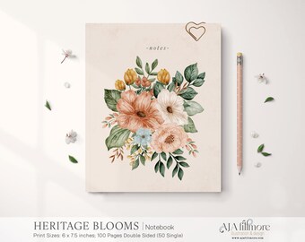 Vintage Floral Notebook, Floral Notebook, Dot Grid Notebook, Notebook Journal, Journal for women, Botanical Notebook, Notebook, Gift for Her